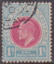 (F271-66) 1903 Natal 1/- red & blue Edward VII stamp (BP)
