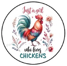 JUST A GIRL WHO LOVES CHICKENS ENVELOPE SEALS LABELS STICKERS PARTY FAVORS