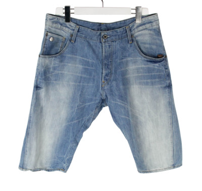 G-STAR Arc 3D 1/2 Shorts Herren W36 Denim Ausgebleicht Knopfverschluss