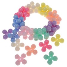 120 Mixed Pastel Color Acrylic Beaded Flower Spacer Beads 10mm Jewelry Making