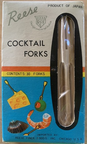 Vintage Wood Cocktail Forks Reese New In Sealed Box Pack of 30 Great For Party - Picture 2 of 4