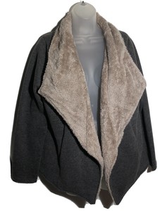 grey faux fur lined fallaway jacket