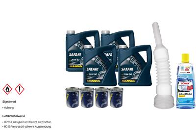 16L MANNOL Motoröl Safari 20W-50 API SL/CF inkl. Additiv Auslaufschlauch