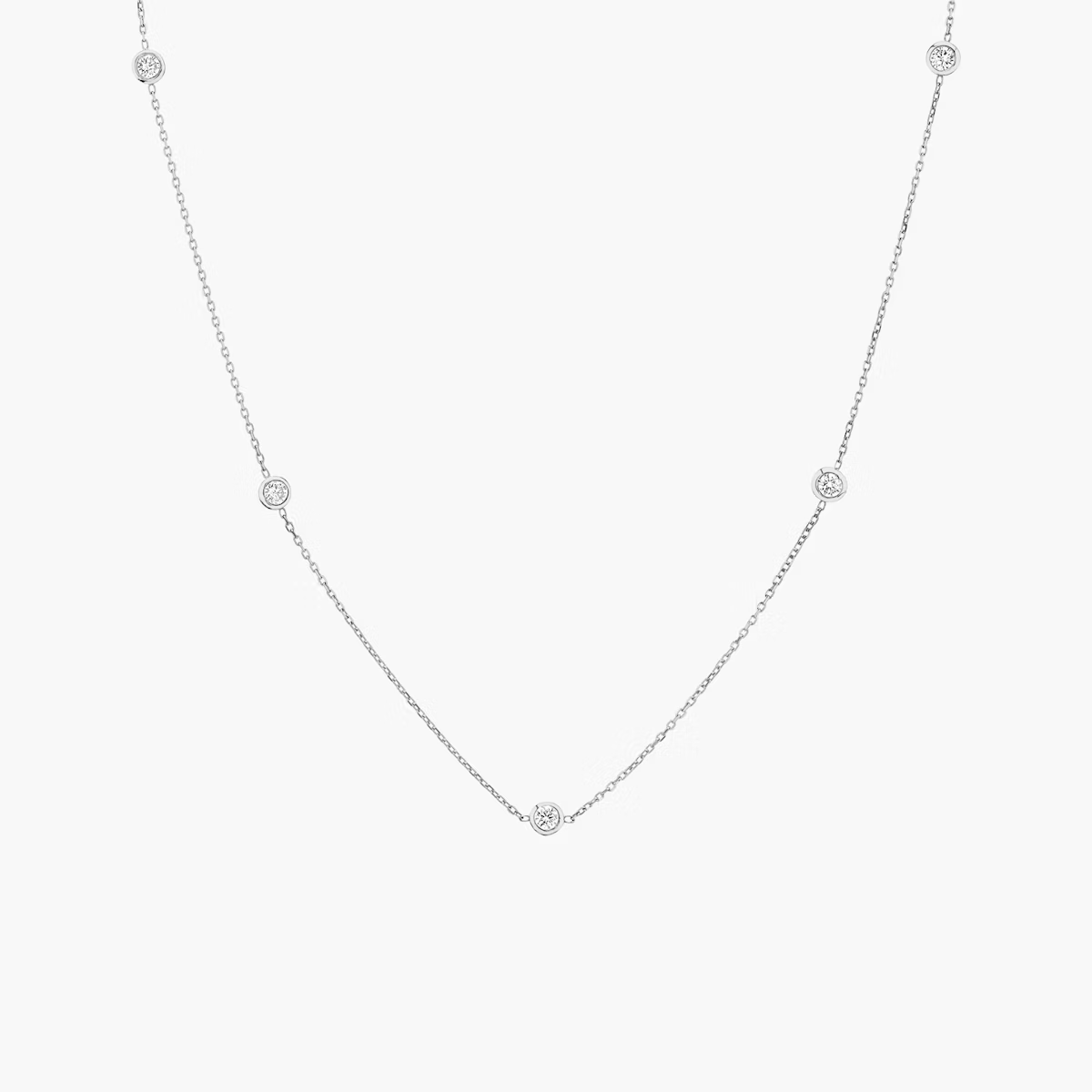 Five Round Shape Moissanite, Real 950 Platinum Women's Five Stone Lucky Necklace