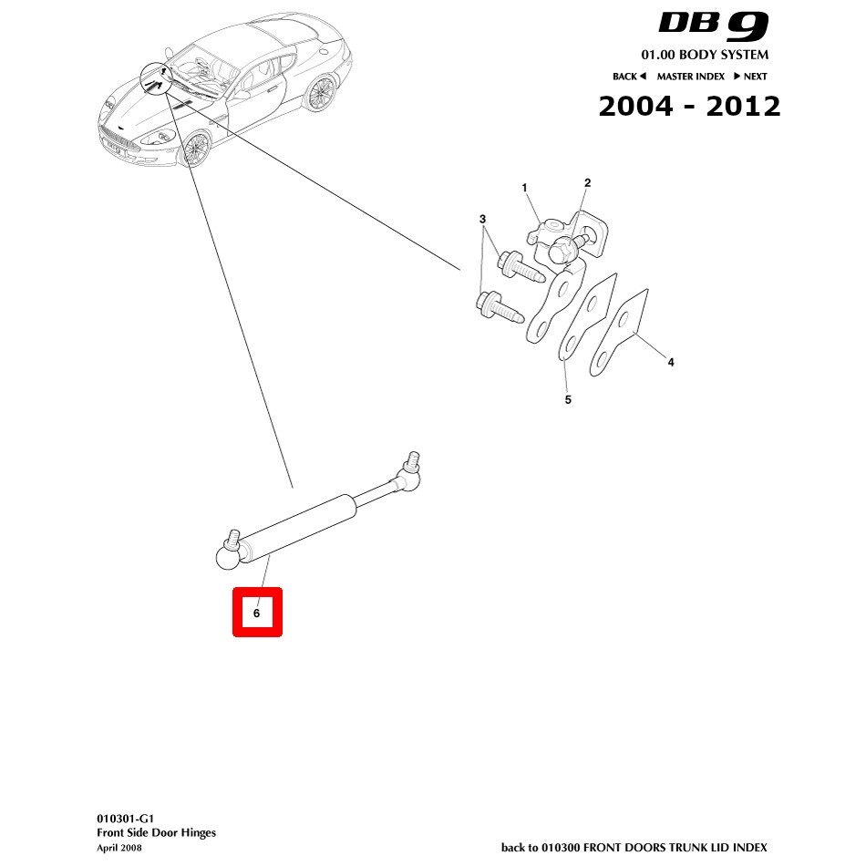4G43-23504-AB OEM Aston Martin Front Door Gas Spring [PRE ORDER]