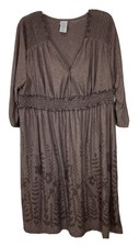 Just My Size 3X Brown Floral Dress Stretch Jersey Knit