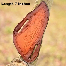 Custom Handmade Fix Blade Leather Knife Sheath Leaf Design & Engraved