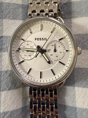 FOSSIL TAILOR MULTI-FUNCTION WHITE DIAL LADIES WATCH ES3712 - PreOwned