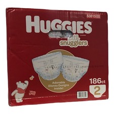 Huggies Little Snugglers Diapers Size 2 - 186 ct.  12 - 18 lbs. 