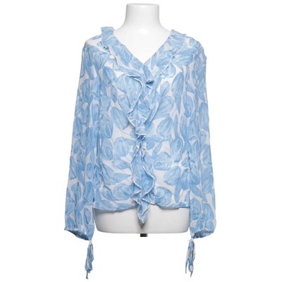 Worthington, Bluse, Größe: 44, Blau/Weiß, Polyester/Seide, Blumen, Damen #ApF