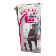 Vintage 6pr 100 Nylon try-fit Comfort Top Knee Highs One Size Suntan 9013