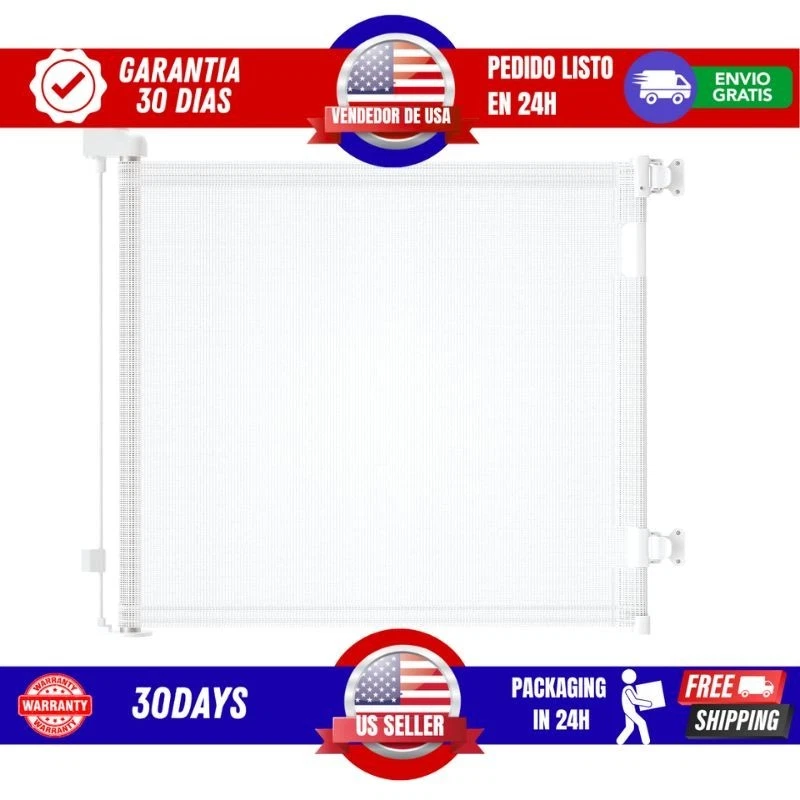 Retractable Baby & Pet Safety Gate 55" Wide Adjustable Mesh Barrier Easy Install