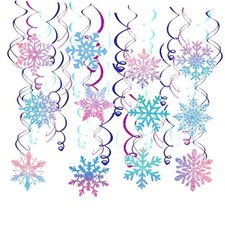 12Pcs Snowflake Hanging Decorations Winter Snowflake Party Spiral Decorations