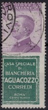 REGNO D'ITALIA 1924 PUBBLICITARI 50 CENTESIMI TAGLIACOZZO N.17 US. CERT.