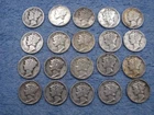 20 SILVER MERCURY DIMES WITH DATES   lot 173