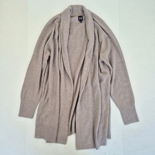 GAP Cardigan Large 16 18 Beige Donna Misto Lana Merino Aperto Frontale Invernale