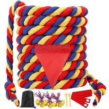 TUG OF WAR ROPE for Kids Adults Outdoor Games Blue Red Yellow 40ft WYRJXYB