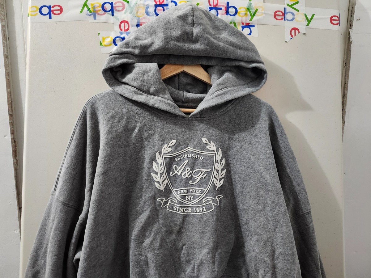 Abercrombie Fitch Sweatshirt Womens XL Gray Soft AF Hoodie Crop