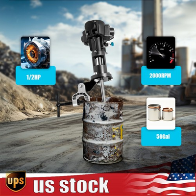 #ad 50 Gallon Pneumatic Mixer Horizontal Plate Rung Dope Stainless Steel Tank Barrel $119.53