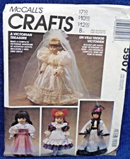 Vintage Mccalls Pattern 5907 90s Victorian Treasure 13 14 16" Doll Clothes Uncut