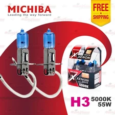 2x H3 12V 453 5000K WHITE MICHIBA Headlight Bulbs Globes Xenon Lamps 55W PK22s