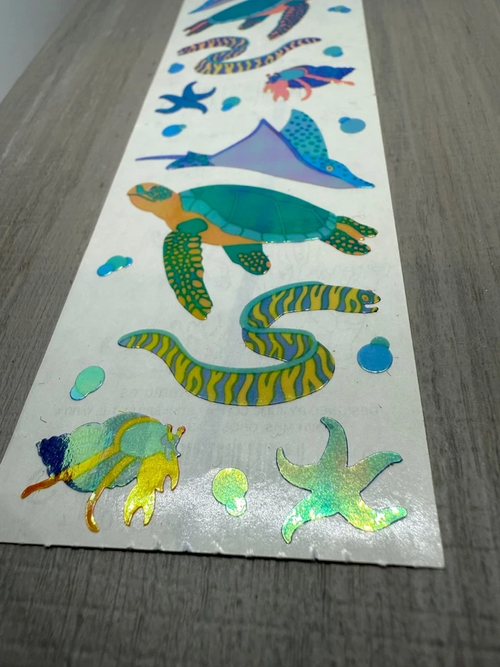 3 MOD Mrs. Grossman's OPAL OCEAN CREATURES Shiny Iridescent STICKERS vintage - Image 2 of 4