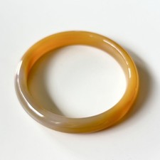 59mm Pastel Orange Chalcedony Bracelet 11mm Wide Jelly Agate Bangle