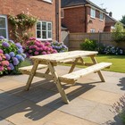 Garden Furniture Pub Table Bench Wooden Outdoor Patio Dining Set Rounded Fortem