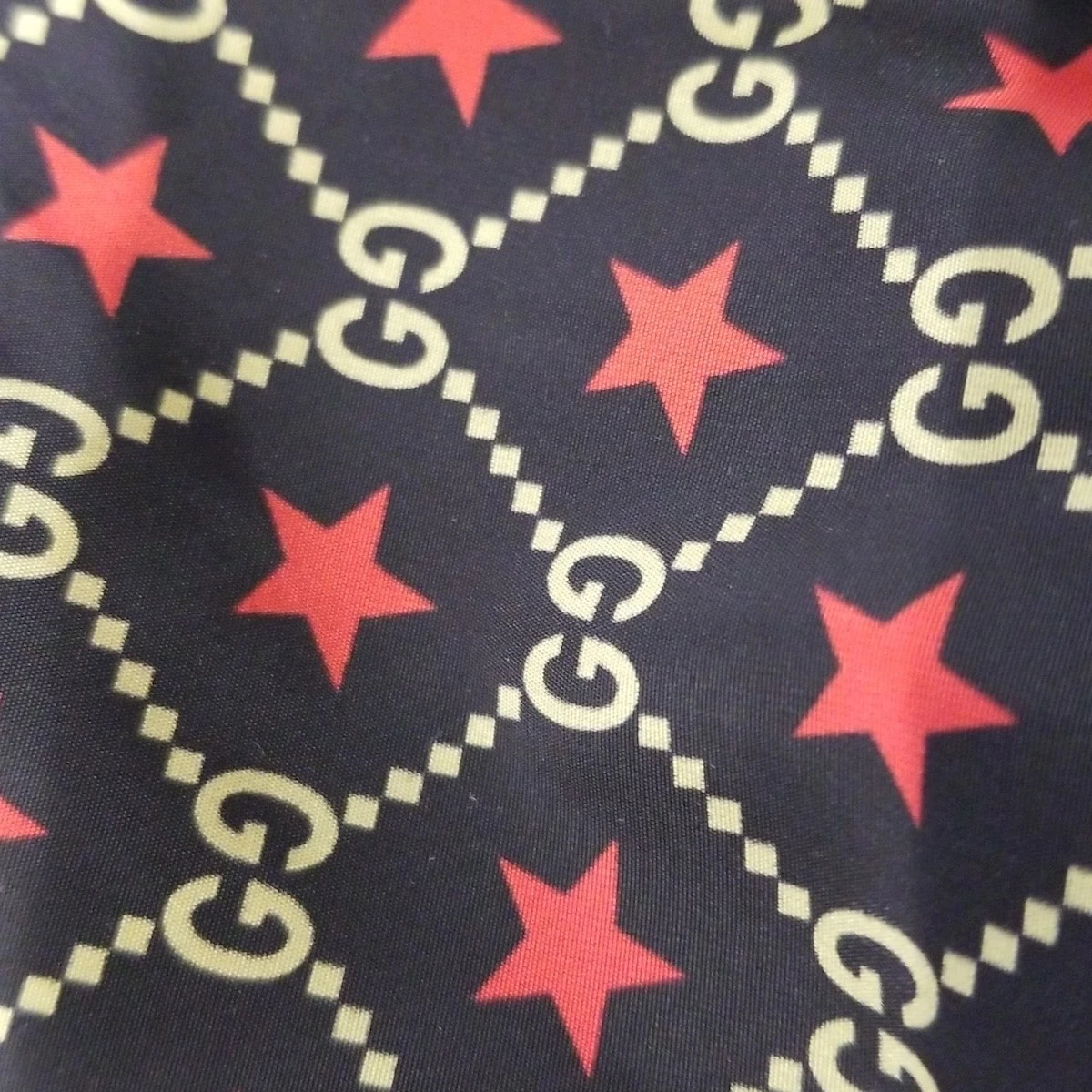 Giacca leggera uomo Gucci 574201 ZABVU nero rosso panna originale