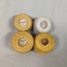 Vintage Crochet Thread Lot Size 30  Heavier Mercerized Cotton Gold Cream