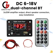 DC 6-18V 2CH BT5.0 Audio Amplifier Board 2*25W MP3 Decoding Board with Amplifier