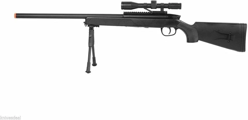 Pistola de Airsoft Spring - 400 fps, mira telescópica, accesorios tácticos Foto 3 de 4