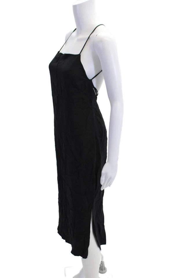 Rag & Bone Womens Slip Dress Black Silk Square Neck Mid-Calf Sleeveless Size 2 - Image 2 of 4
