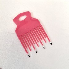Vintage Mebco Pink White Black Lift Comb Hair Pick Unbreakable Rare Double Dip