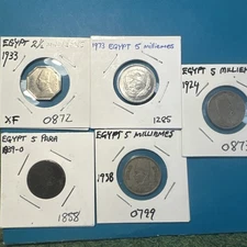 5 Great Coins From Egypt,1839,1924,1933 & 1973 See Description For Details