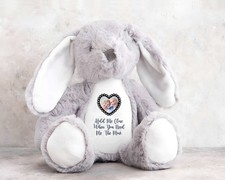 Personalised GREY Rabbit Teddy Keepsake Gift, Rabbit personalised teddy gift