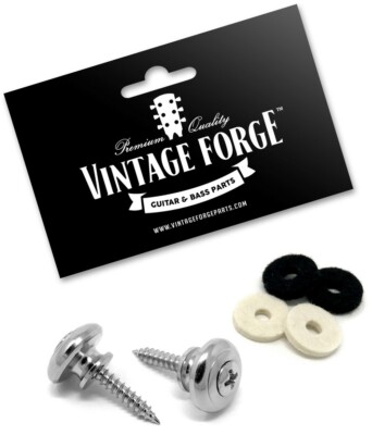 CHROME STRAP BUTTONS FOR IBANEZ SCHECTER ESP GUITAR BASS (2) MUSHROOM HEAD *NEW*