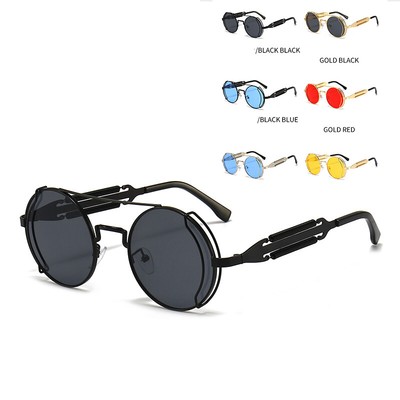 Retro Sonnenbrille Mit Rundem Metallrahmen In Gold – UV400 Schutz, Gelbe Gläser, Für Damen & Herren
