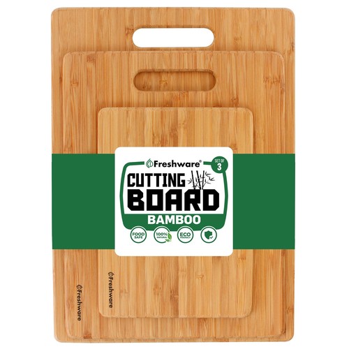 Bamboo Cutting Boards for Kitchen [Set of 3] Wood Cutting Board for Chopping 