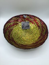 Red Gold Swirl Bowl Silver on Back Glass 12 3...