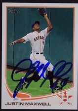 Houston Astros Justin Maxwell Signed 2013 Topps Autograph Card #HOU13 TOUGH 106
