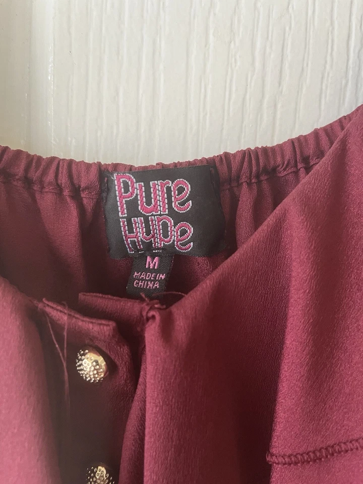 Pure Hype Size M Burgundy Front Frill Detail with Adjustable Straps - image 3 of 4
