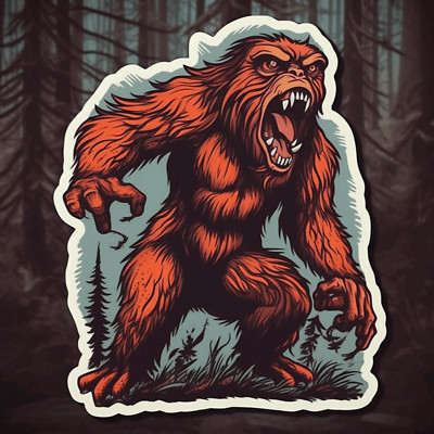 Bigfoot Roaring Sticker, Cryptid Sticker Decal, Decal for Car Truck Window
