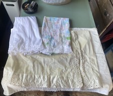 3 vintage 1970's 1/2 slip Ivory eyelet white and colorful size medium