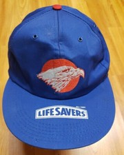 Vtg Lifesavers Embroidered Eagle Snapback Hat Red White Blue