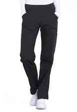 Cherokee Workwear Scrub Mid Rise Straight Leg Cargo Petite Pant WW170P BLK Black