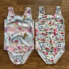 2x Unicorn Sparkle Leotard Gymnastics Tumbling Girls Size 140 Age 8-9 Years EUC