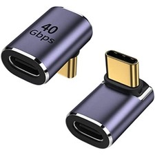 AuviPal 90 Degree Right Angle USB C Male to USB C Female Adapter Up and D 2 Pack
