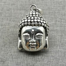 925 Sterling Silver Buddha Statue Pendant Buddhism Buddhist for Yoga Necklace