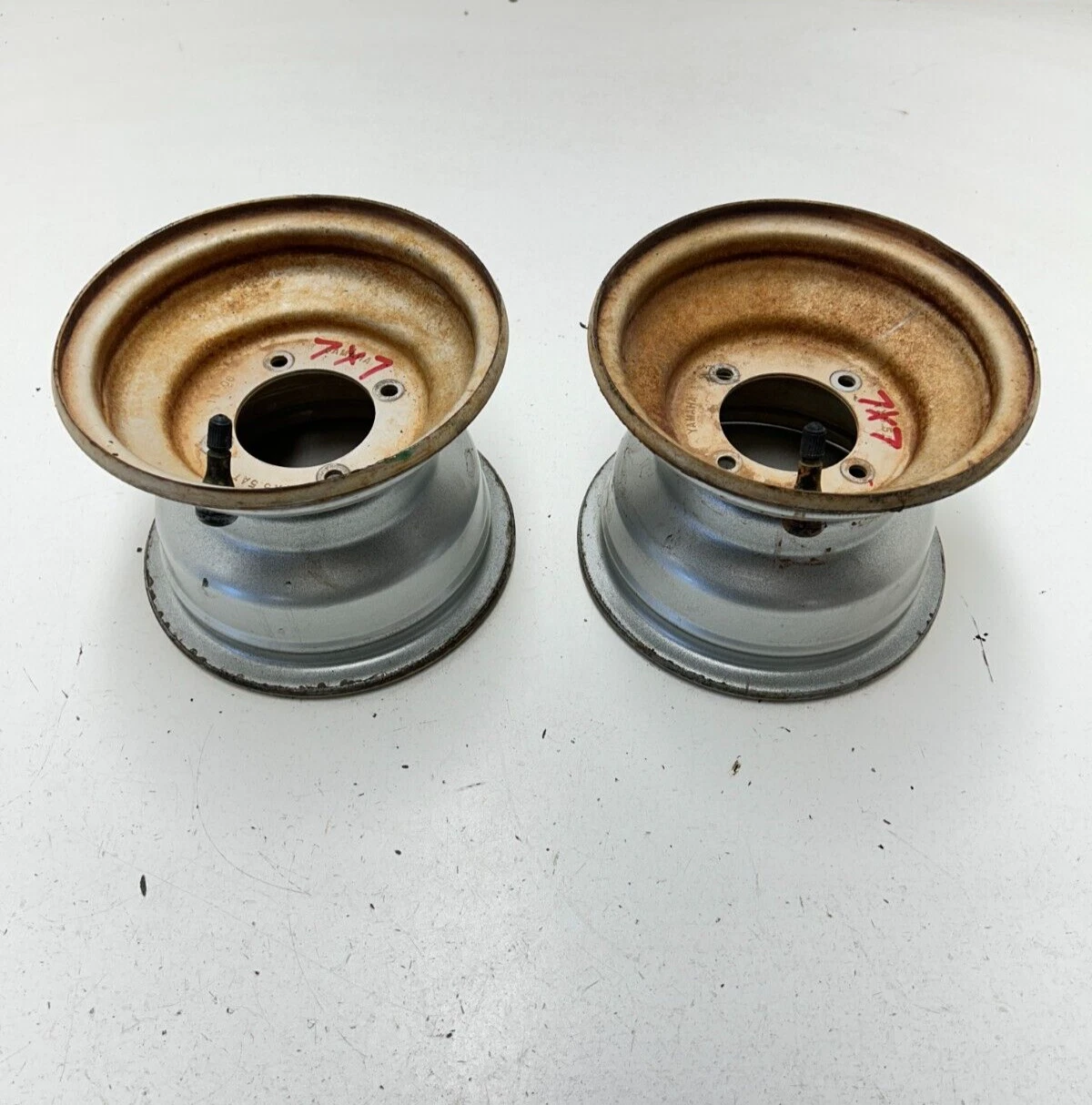 2007 07 Yamaha Grizzly 80 YFM80 OEM LOT Front Wheel Wheels Rim 7x5.5